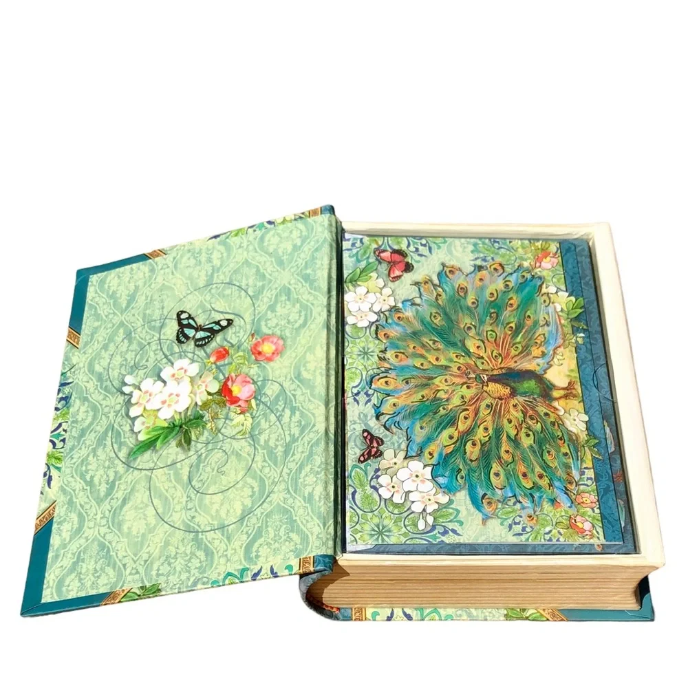 Punch Studio Royal Peacock Book Box with 20 Note Cards w Env (94279)